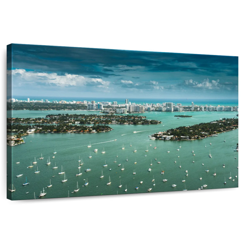 Kavia Miami Yachts Aerial View, 30" H x 45" W