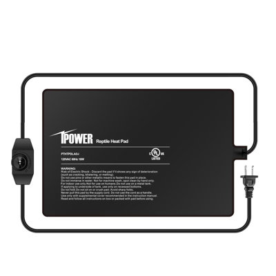 iPower 8 Inch x 12 Inch Reptile Heat Mat - 16W Under Tank Heater with Adjustable Thermostat for Turtles, Snakes, Lizards & Amphibians