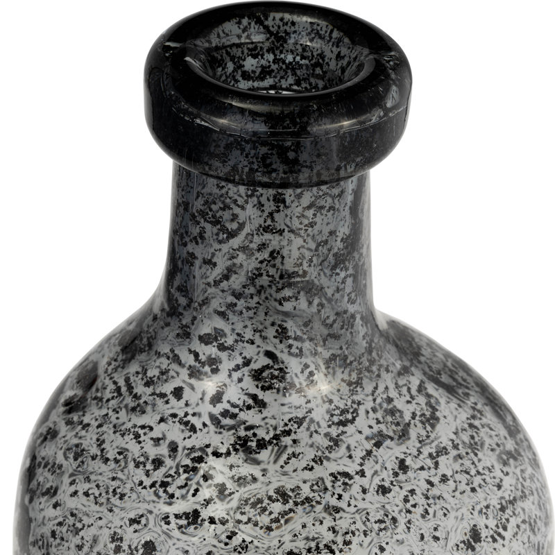 Ivelis Glass Vase - Handcrafted Glass Construction Glam Style with Textured Artisan Detailing - Modern Decorative Accent for Elegant Contemporary Spaces - Unique Bottle Shape Design - Not a Set