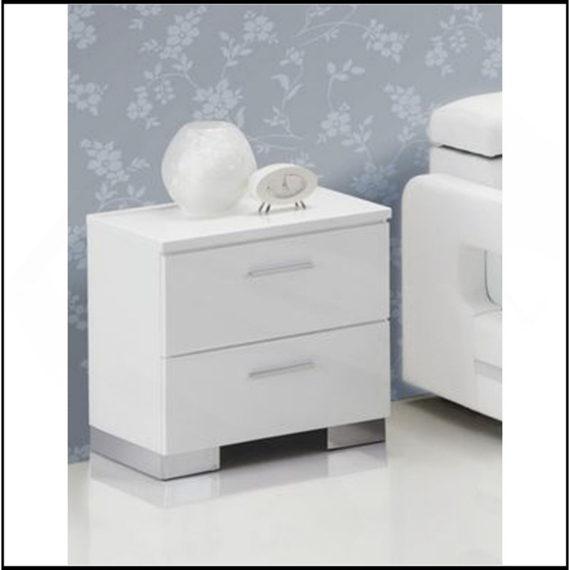 Table de chevet blanche et chromée