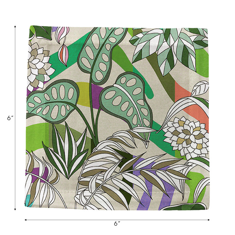 Serviettes de table en satin de coton Sabi Jungle, Beige