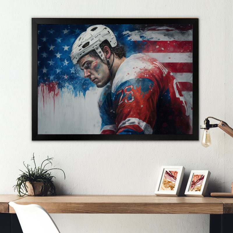 «Hockey Player on Break I», impression sur toile, Cadre photo noir, H 12 po x l 20 po x P 1 po