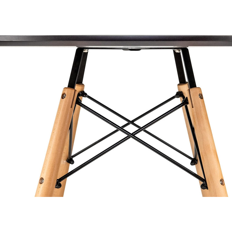 Philean Round Solid Wood Base Eiffel Dining Table, Black, 29" H x 31.50" L x 31.50" W