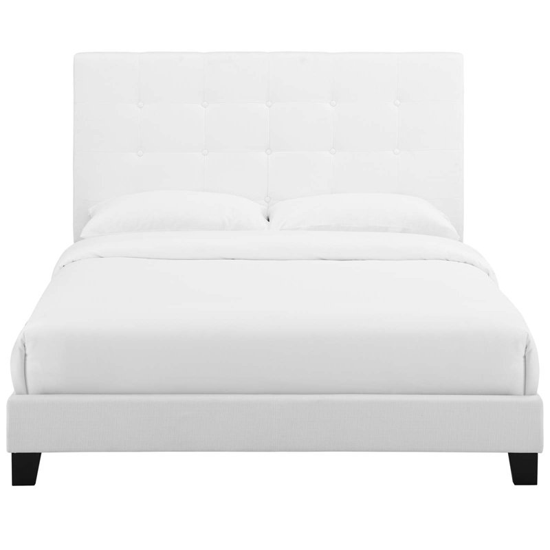 Lit plateforme tapissier capitonné Melanie de Modway, Blanc, Grand