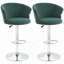 Ensemble de 2 tabourets réglables, tabouret de cuisine rembourré en velours