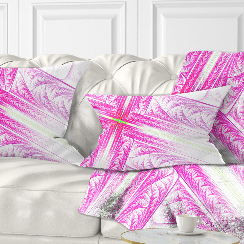 Fractal Cross Design - Coussin décoratif à imprimé abstrait, Rose