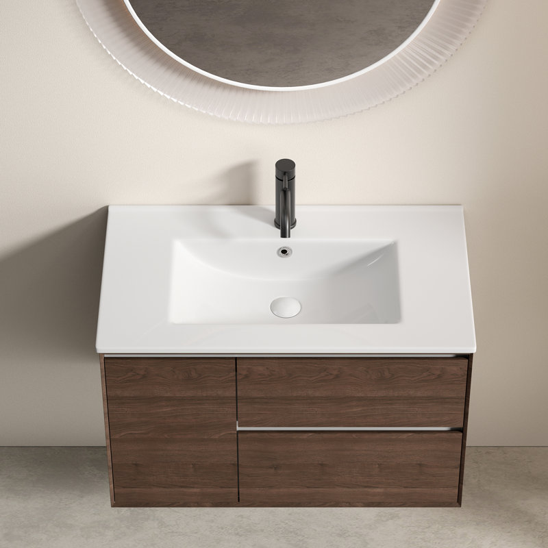 Lavabo de salle de bain moderne en céramique avec rangement Elegant Design