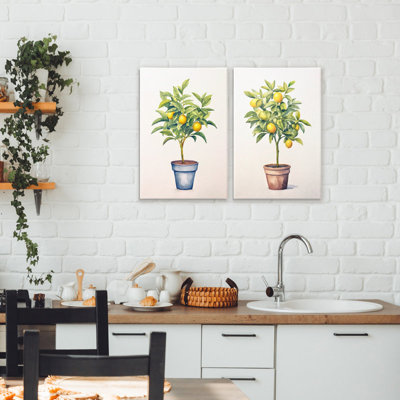 Ensemble de 2 toiles en pot d'agrumes et sérénade, design par Andrea Haase, H 30 po x l 20 po