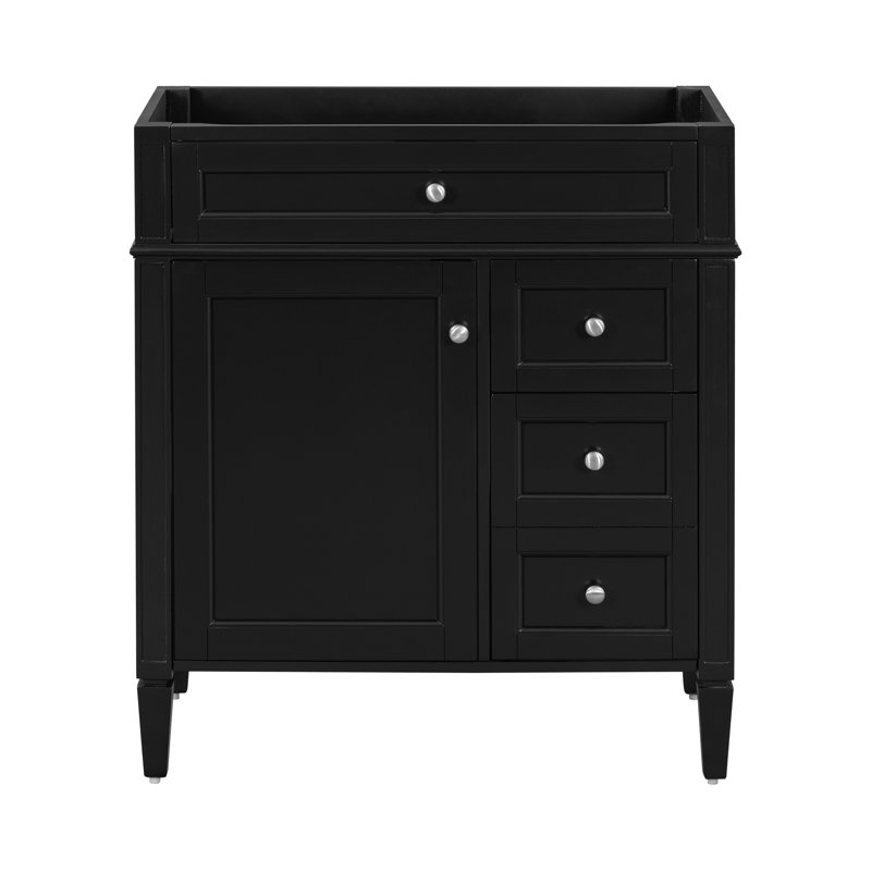 Meuble-lavabo simple 30 po avec lavabo supérieur Helkai, Noir, noir, noir, noir, Noir, noir, noir, noir