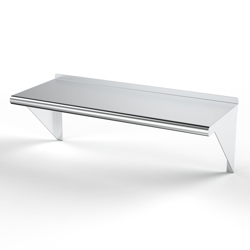Tablette murale utilitaire en métal., H 13 po x l 36 po x P 14 po, Acier inoxydable
