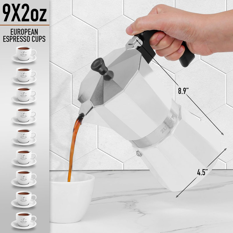 Cafetière à espresso Zovay Moka Pot - étanche, acier inoxydable, facile à nettoyer, poignée et bouton résistants à la chaleur