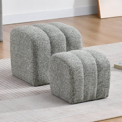 Nestable Upholstered Boucle Fabric Ottoman Set