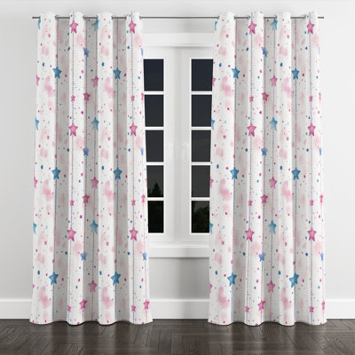 Girls Celestial Window curtains - Decorative Childrens Sweet Star Chains Grommet Curtain - 1 Panel