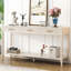 Console avec tiroirs à rayures verticales et support stable Ustyle, 3 longs pieds de couleur beige
