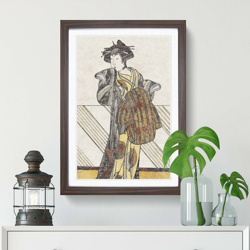 Courtesan Iwai Hanshiro by Katsukawa Shunsho - Picture Frame Painting Print, 48cm H x 36cm W x 2cm D, Walnut Framed