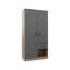 Amoire 2 tiroirs Alder avec 2 armoires, 2 tringles et 4 tablettes