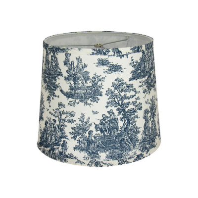 Abat-jour tambour en coton bleu marine