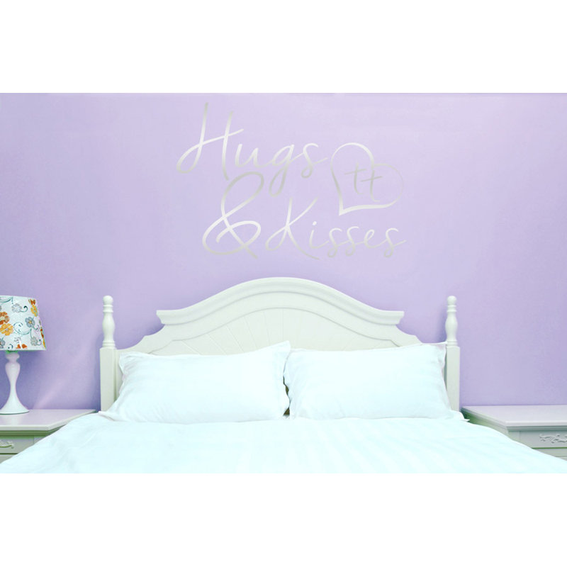 Hugs and Kisses Wall Sticker, Large, Shiny Silver