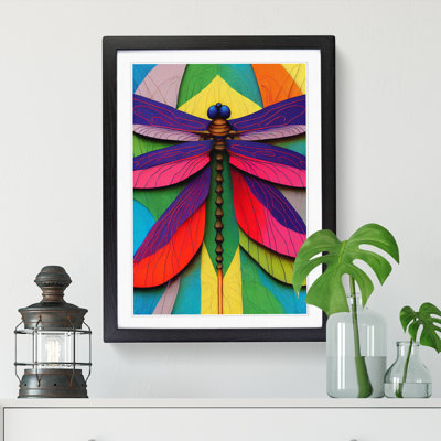 Elsmoriet Dragonfly Patchwork - Picture Frame Print