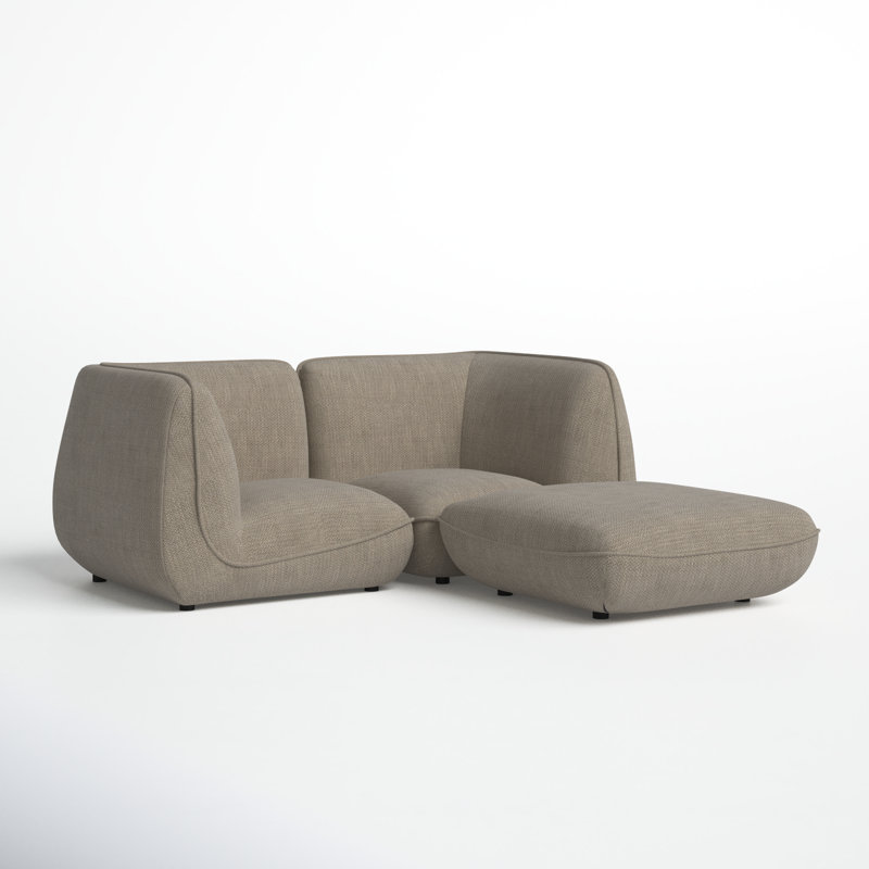 Douglass Upholstered L-Shaped Sectional Reversible, Speckled Pumice Basketweave