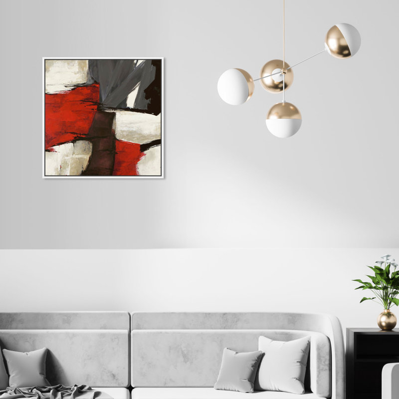 Abstrait Sai - Rubrum - impression sur toile tendue, Toile avec cadre, H 20 po x l 20 po, Blanc