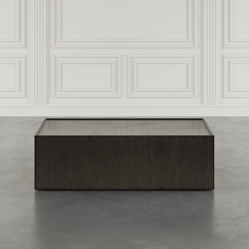 Nicci Hewitt Modern Contemporary 52" Block Coffee Table with Hidden Casters, Dark Brown Wood