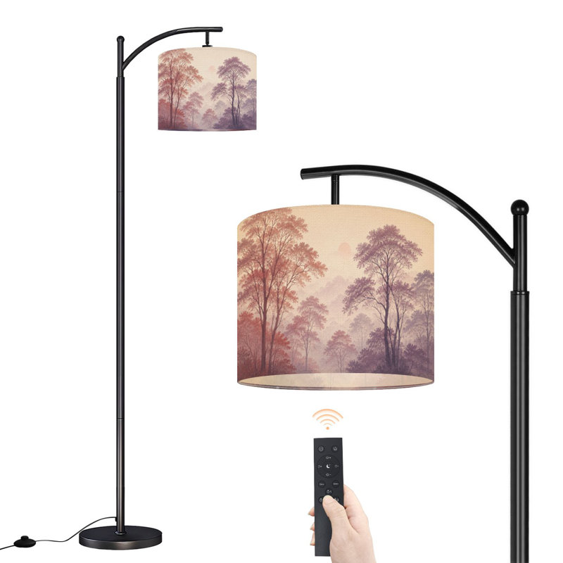 Lampe sur pied à arc avec abat-jour réglable Forest Trees