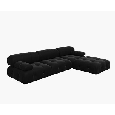 Jesse 104" Wide Velvet Reversible Modular L Shaped Sectional Sofa & Chaise with Ottoman