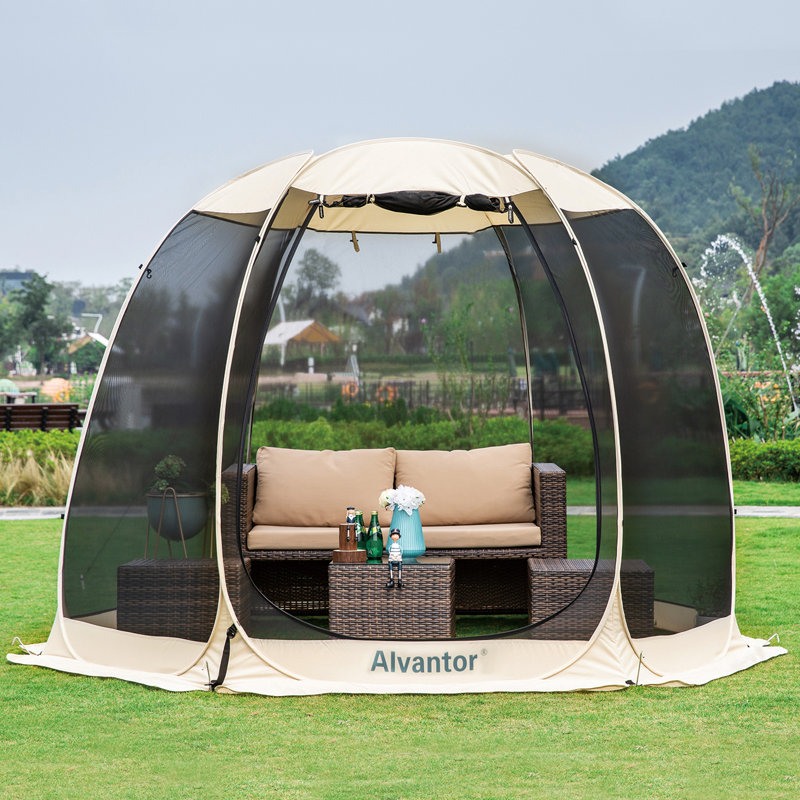Tente Pop-Up à auvent avec moustiquaire pour l'extérieur, 9,4 pi x 9,4 pi, Beige