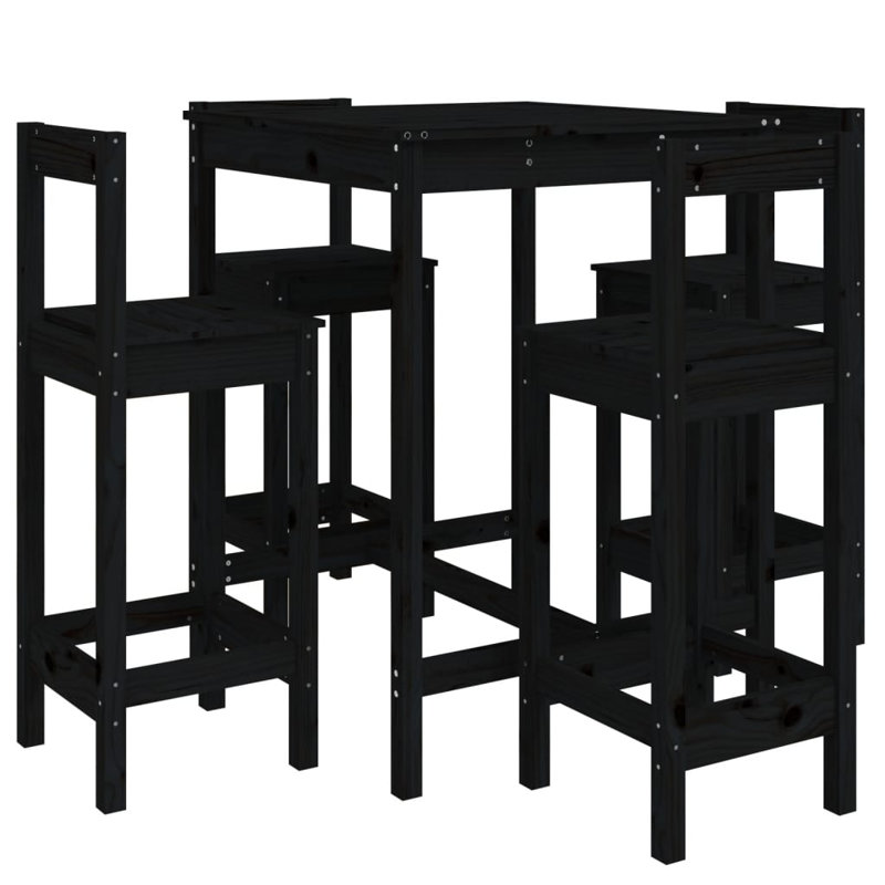 Mahie 4 - Person Patio Dining Set with Rectangular Table, Black
