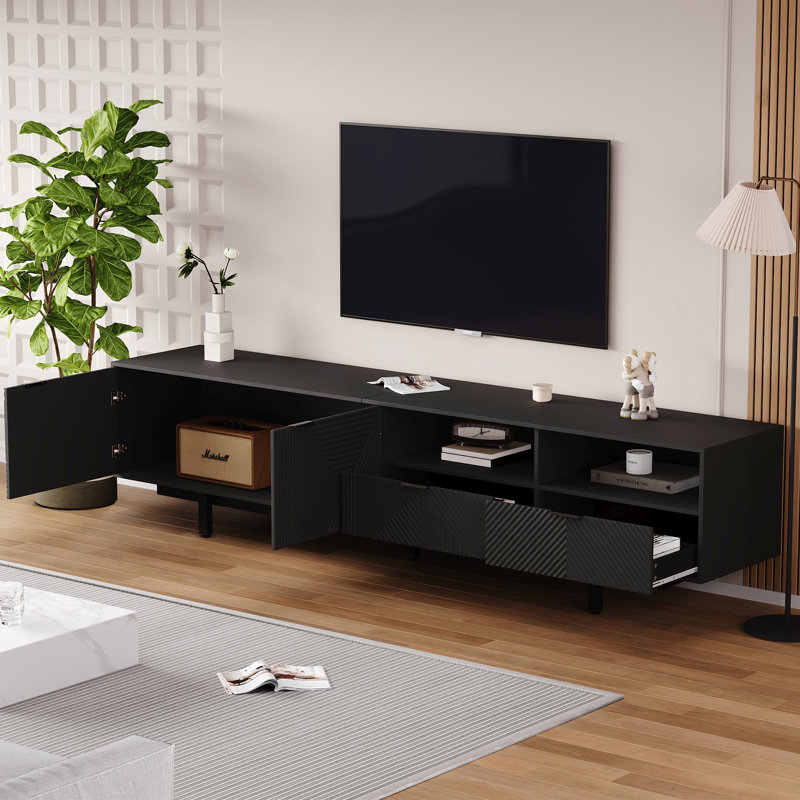 Tv Stand With  2 Doors And 2 Drawers, Black