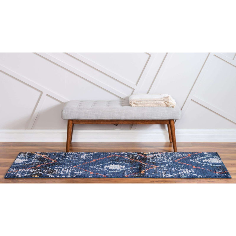 Tapis bleu Victorville, Tapis de couloir 2 pi 2 po x 6 pi