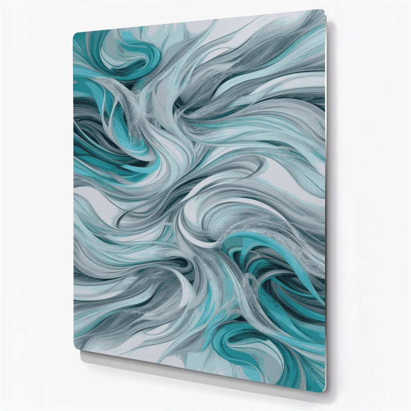 Art numérique en métal bleu abstrait numérique 43, H 14 po x l 11 po