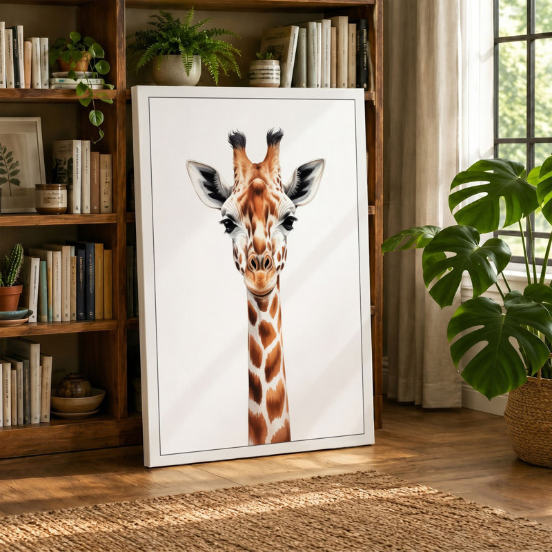 Gentle Giraffe Modern - Wrapped Canvas, 24x16 - 61.0 x 40.6 cm, Black Border