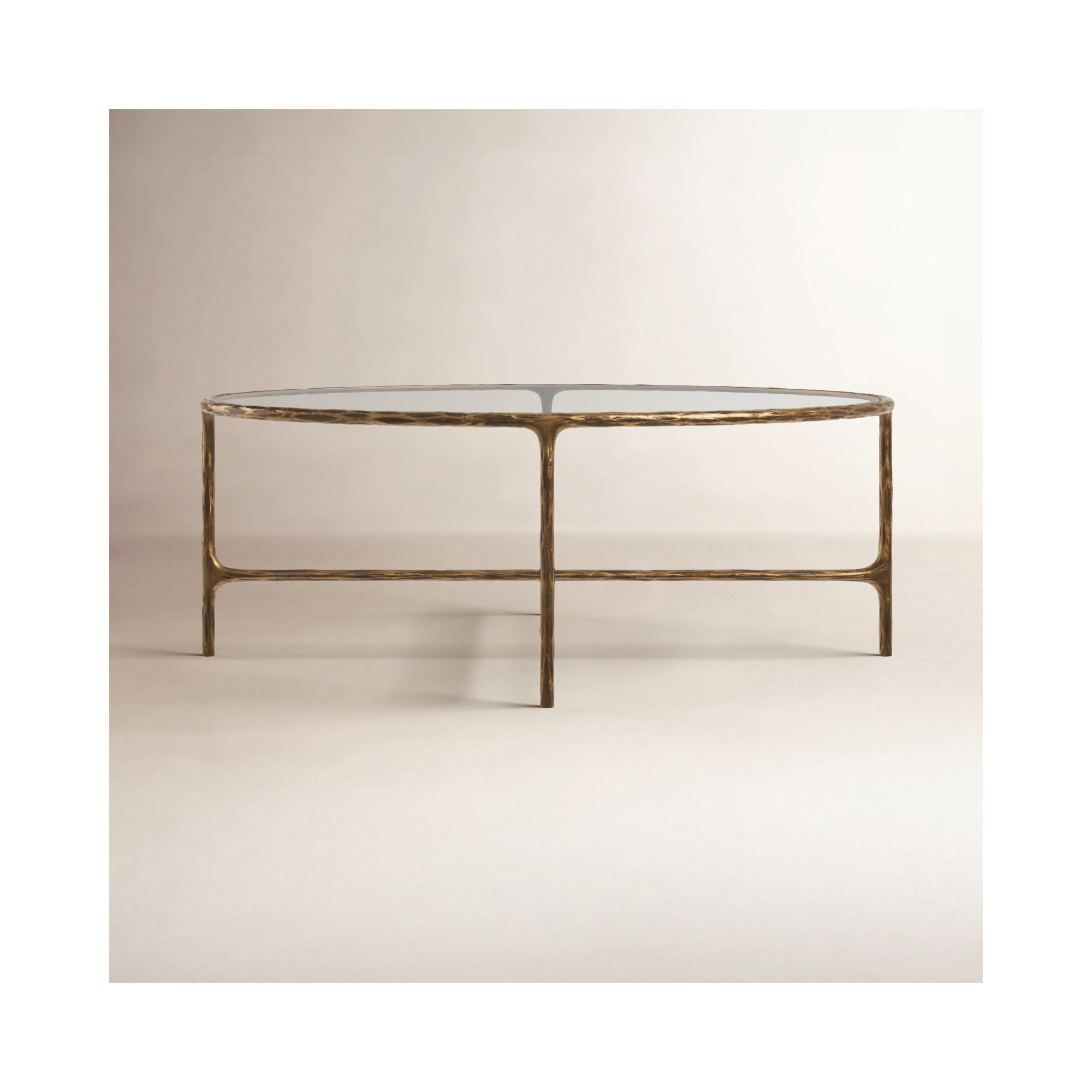 Evelynn Coffee Table, Clear, Brass