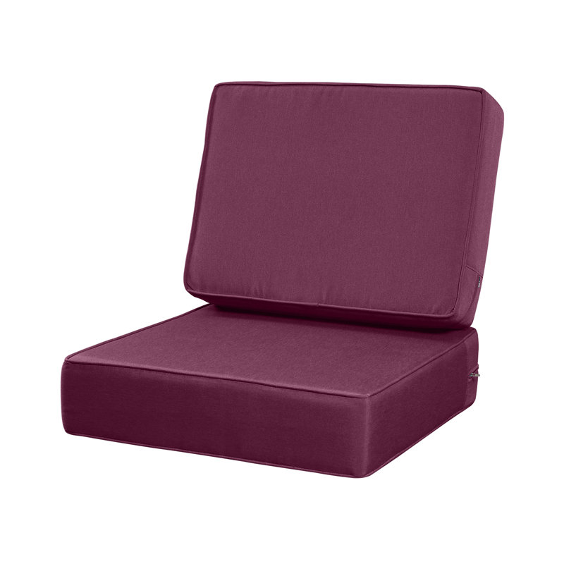Outdoor Seat Cushion Set, Waterproof & Fade Resistant Patio Chair Cushions, Outdoors Cushion For Patio Furniture, 24 X 24 X 6 Inch, Outdoor Couch Cushions With Zippers，Dark Purple