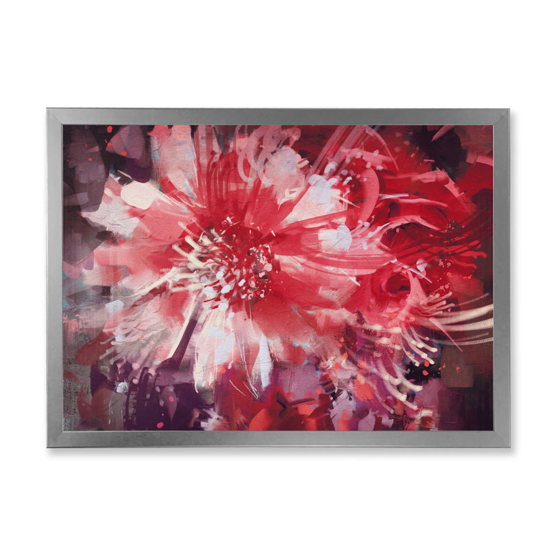 «Abstract Vivid Flower Bouquet», reproduction sur toile, Cadre de coin argenté fermé, H 12 po x l 20 po x P 1 po
