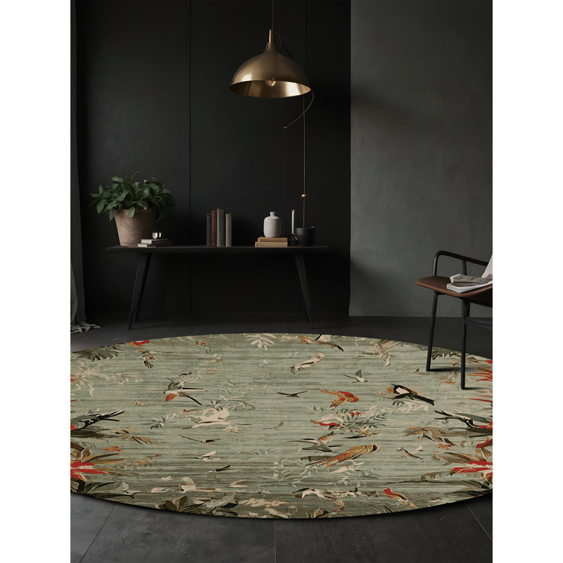 Machine Washable Brown Area Rug, Round 3'