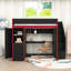 Lit mezzanine double avec bureau, garde-robe, tablettes et bande lumineuse à DEL-1700707904