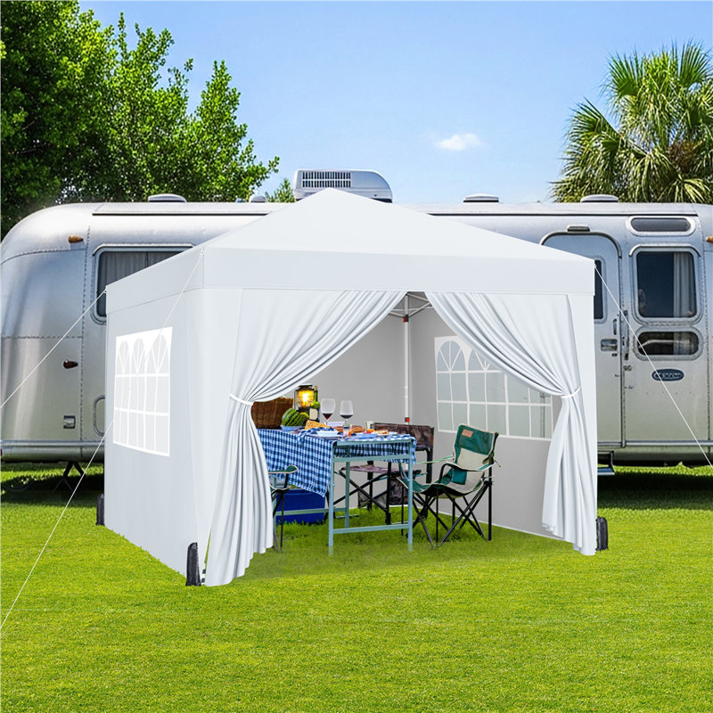 3m x 3m Iron Pop-Up Gazebo, White, 287cm H x 300cm W x 300cm D