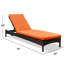 Chaise longue réglable en osier avec coussin, chaise longue de patio inclinable