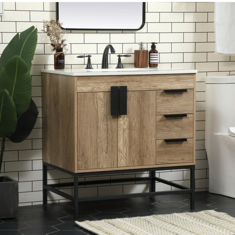 Ensemble de meuble-lavabo simple 32 po Eugene, Chêne naturel
