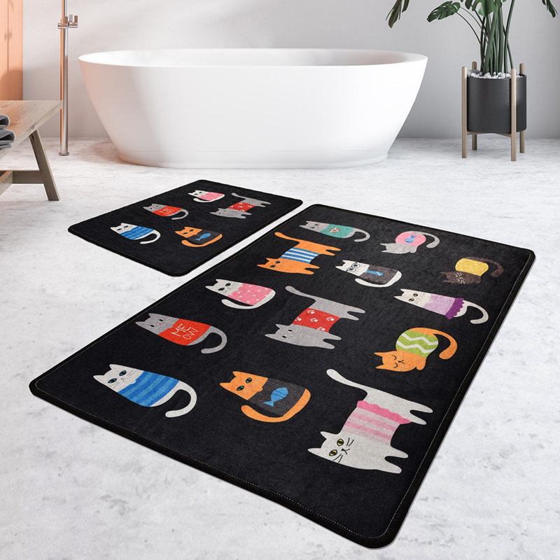 Ensemble de tapis de bain antibactérien (2 pièces), 100% polyester, 19,7 po x 23,6 po et 23,6 po x 39,4 po | Sous-tapis antidérapant, hauteur des poils: 0,4 po | Lavable à la machine, doux et durable, idéal pour la sécurité et le confort de la sall