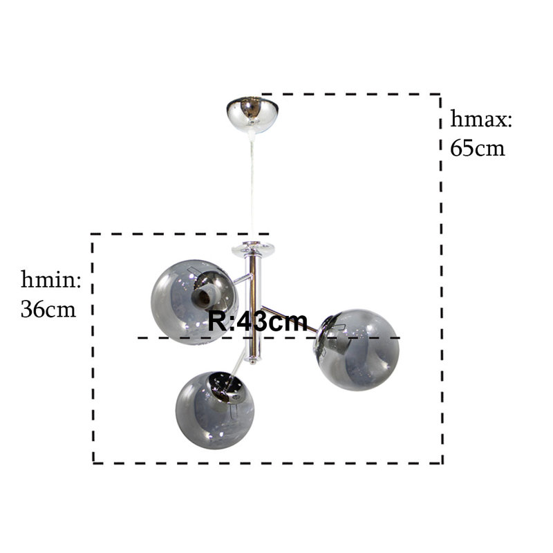 Akono 3 - Light Cluster Pendant, Grey, Chrome