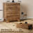 3-Drawer Nightstand with USB Hub, Fluted Design, Natural Oak Finish for Bedroom, Dorm, Apartment-5867934