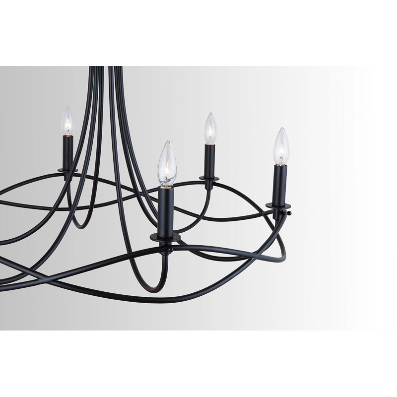 Elegant Matte Black 6-Light Crystal Plug-In Chandelier