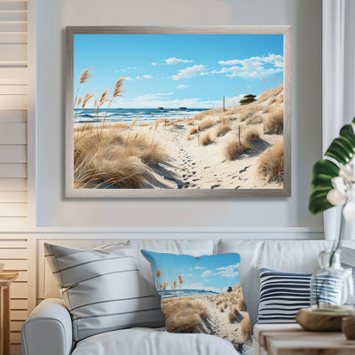Almitra Photo Beach Grass II - Coastal Beach Framed Art