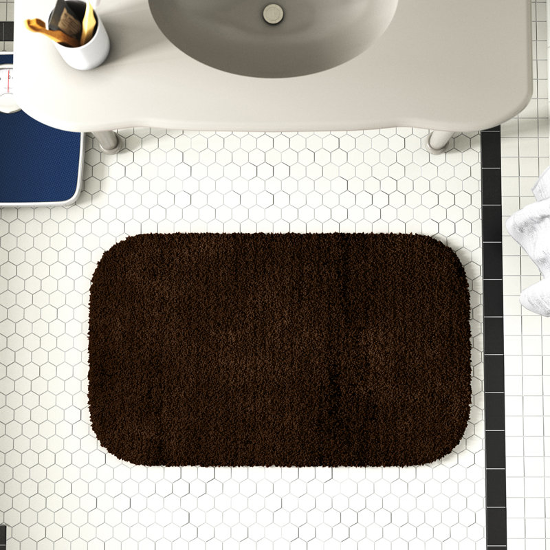Tapis de bain antidérapant en nylon doux Mccluney, L 22 po x L 60 po, Chocolat