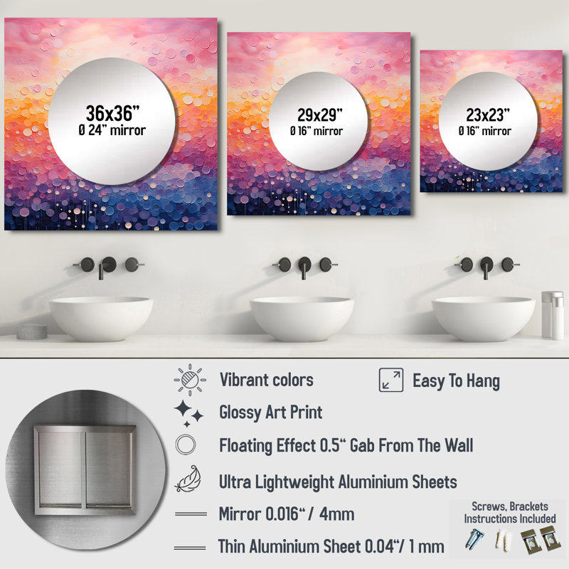 Anntawanna - Miroir abstrait paysage carré pour décoration murale, 23 po x 23 po