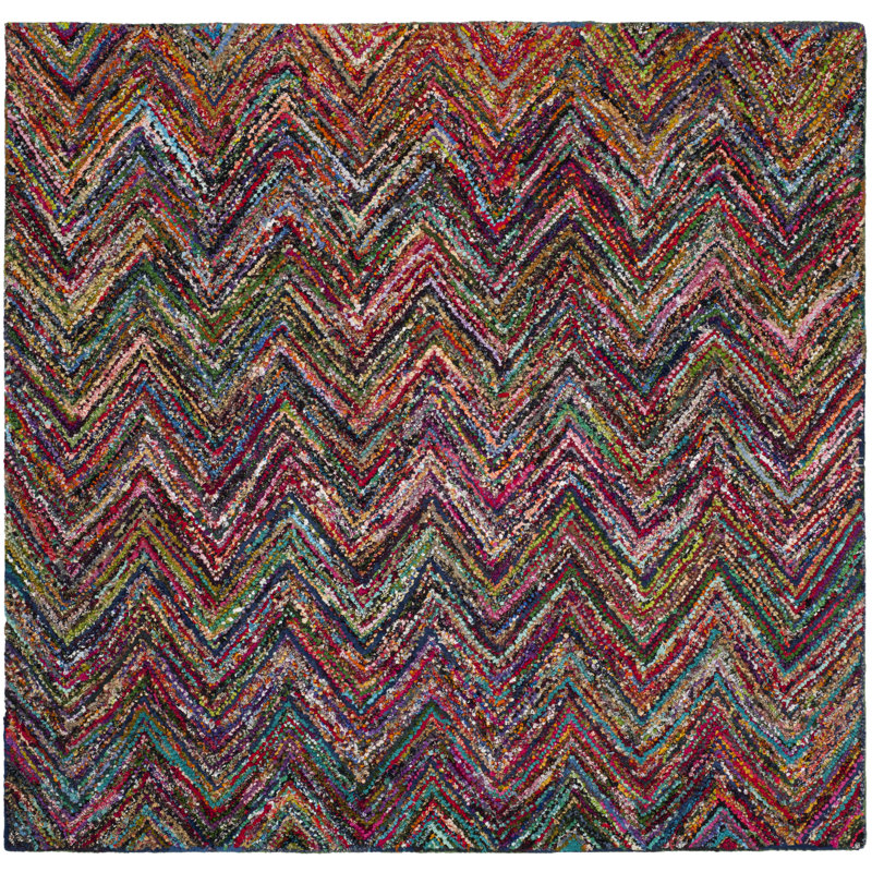 Anaheim Hand Tufted Cotton Chevron Rug, Square 6'